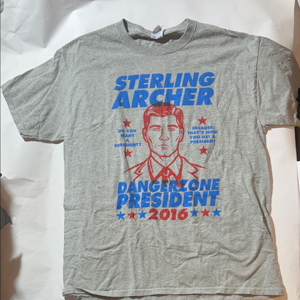 Sterling Archer Dangerzone President 2016 Gray Graphic T-Shirt